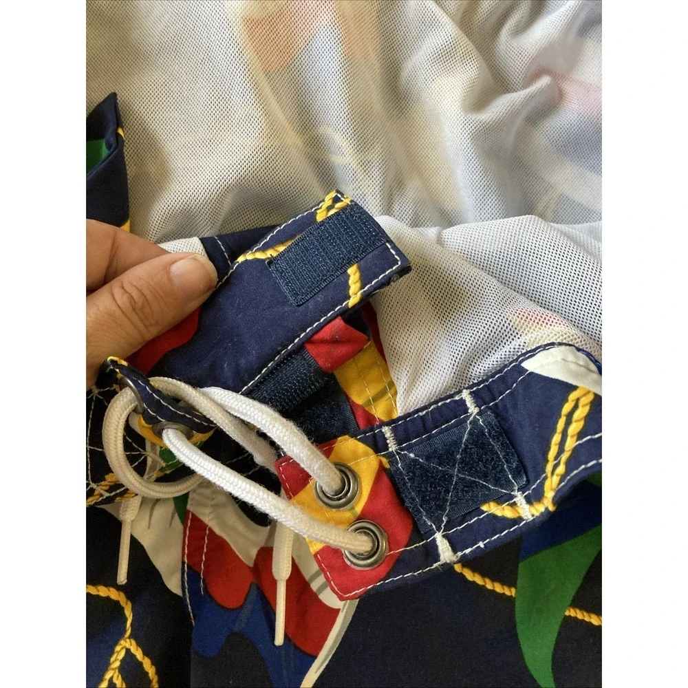 Vtg Polo Ralph Lauren Yacht Nautical Flags Swim Trunks Shorts Mens Sz XL Beach